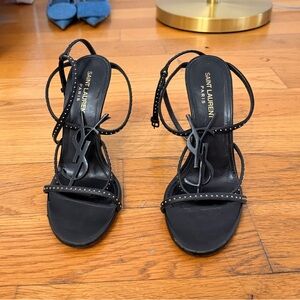 Saint Laurent Black Cassandra Sandals